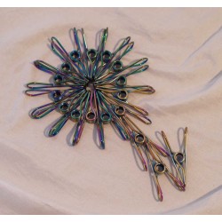 The best clothes pegs on earth. 36 grade 316 ss rainbow wire clothes pegs in a hemp bag