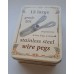12 large grade 201 stainless steel wire pegs in a decorative tin box